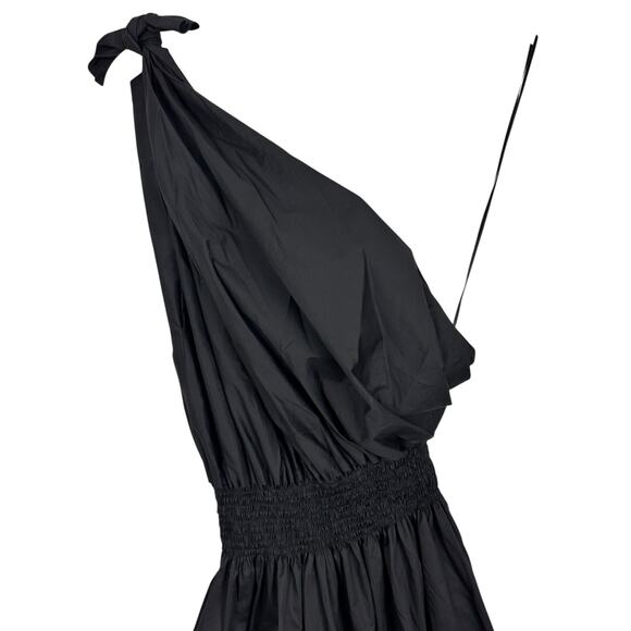 Monica Nera Demi Black Midi A-line Eco-cotton Cocktail Dress Wedding Guest Small - Picture 13 of 15